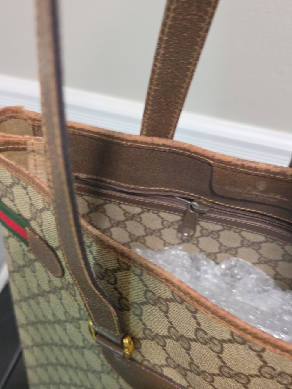 Gucci Beige GG Canvas Tote with Brown Leather and Sherryline- PROJECT - Picture 4 of 14